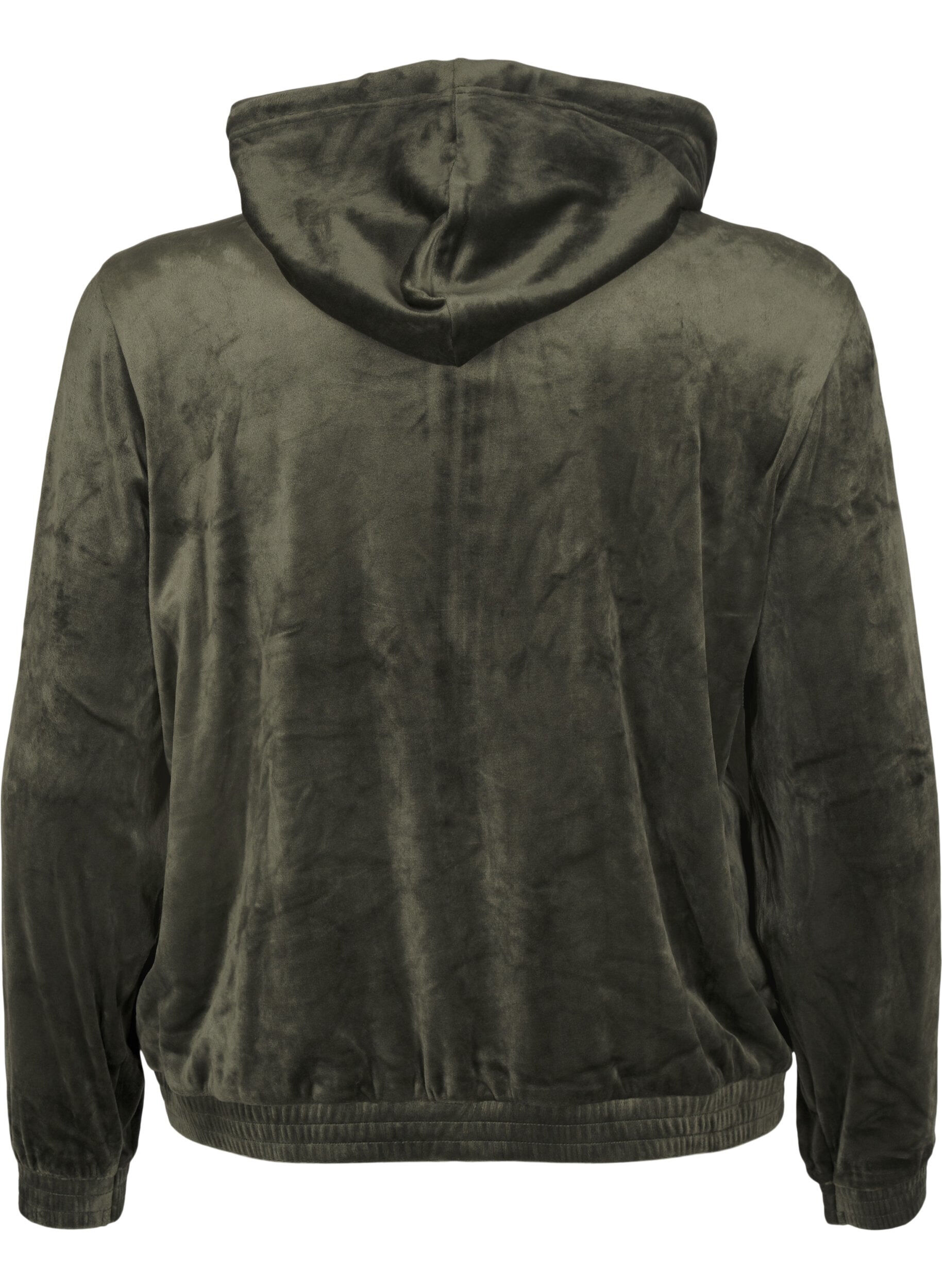 Velour cardigan med hætte