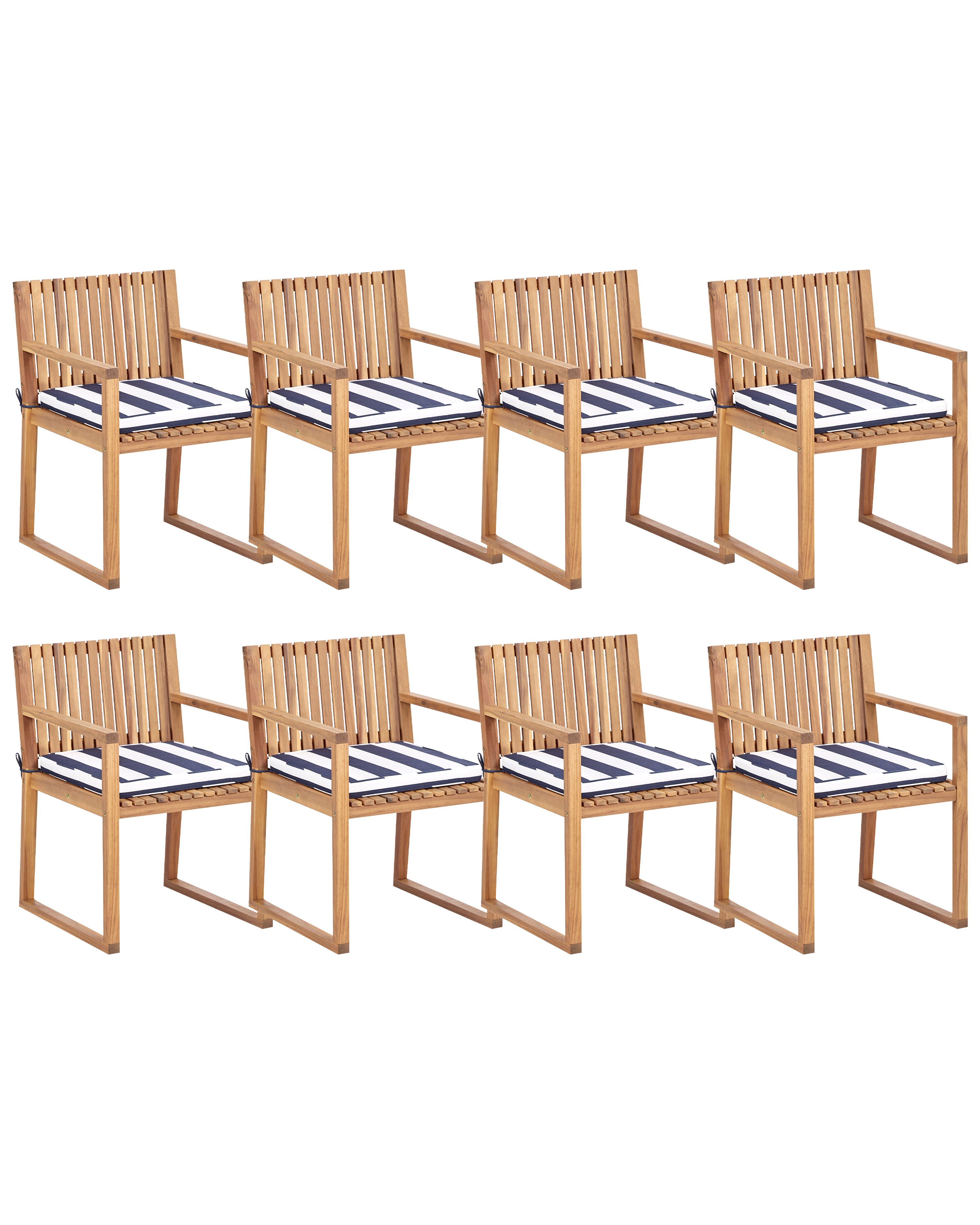 Set van 8 stoelen met zitkussen SASSARI II Gecertificeerd acaciahout Marineblauw