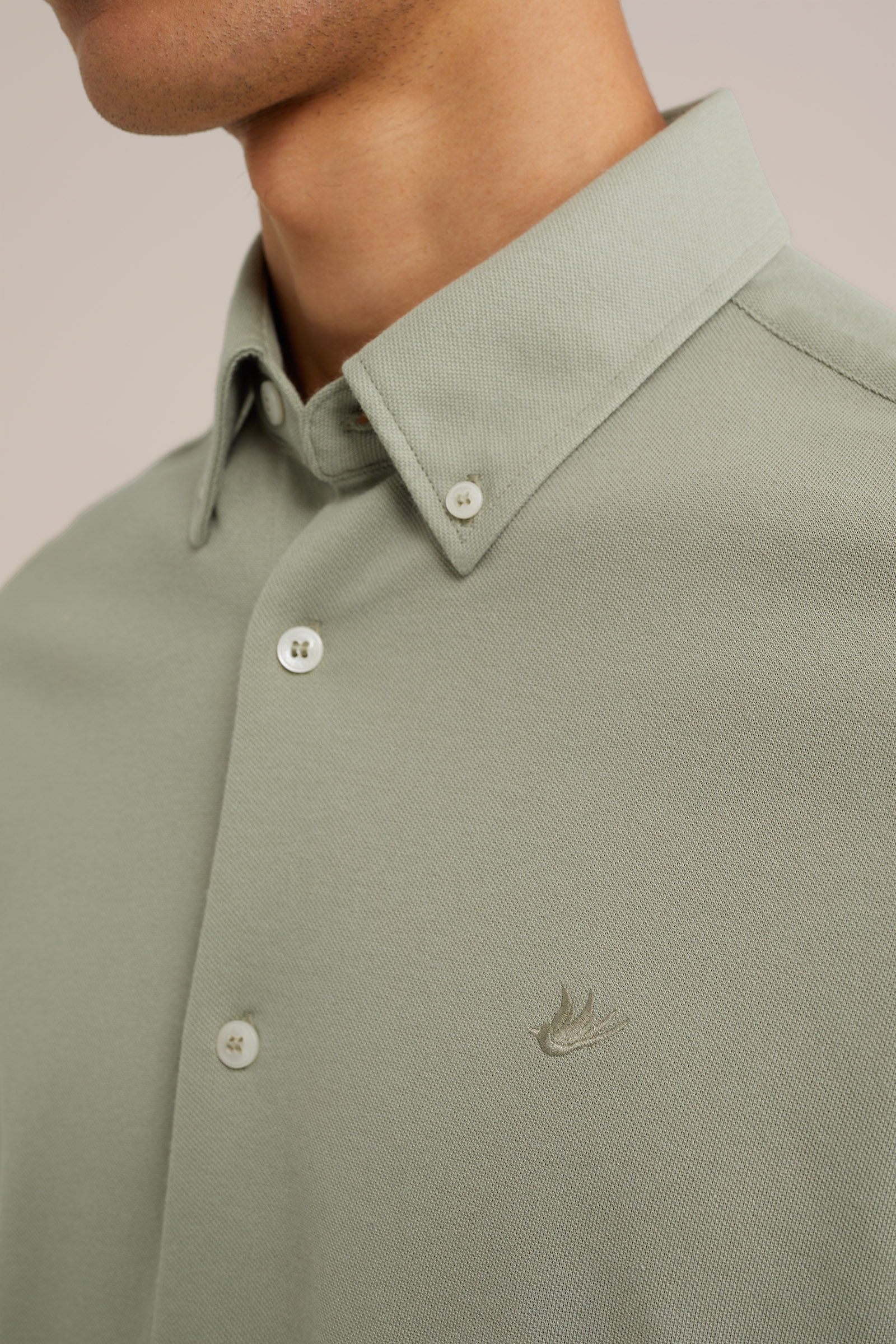 piquéjersey overhemd met stretch Fundamentals Khaki