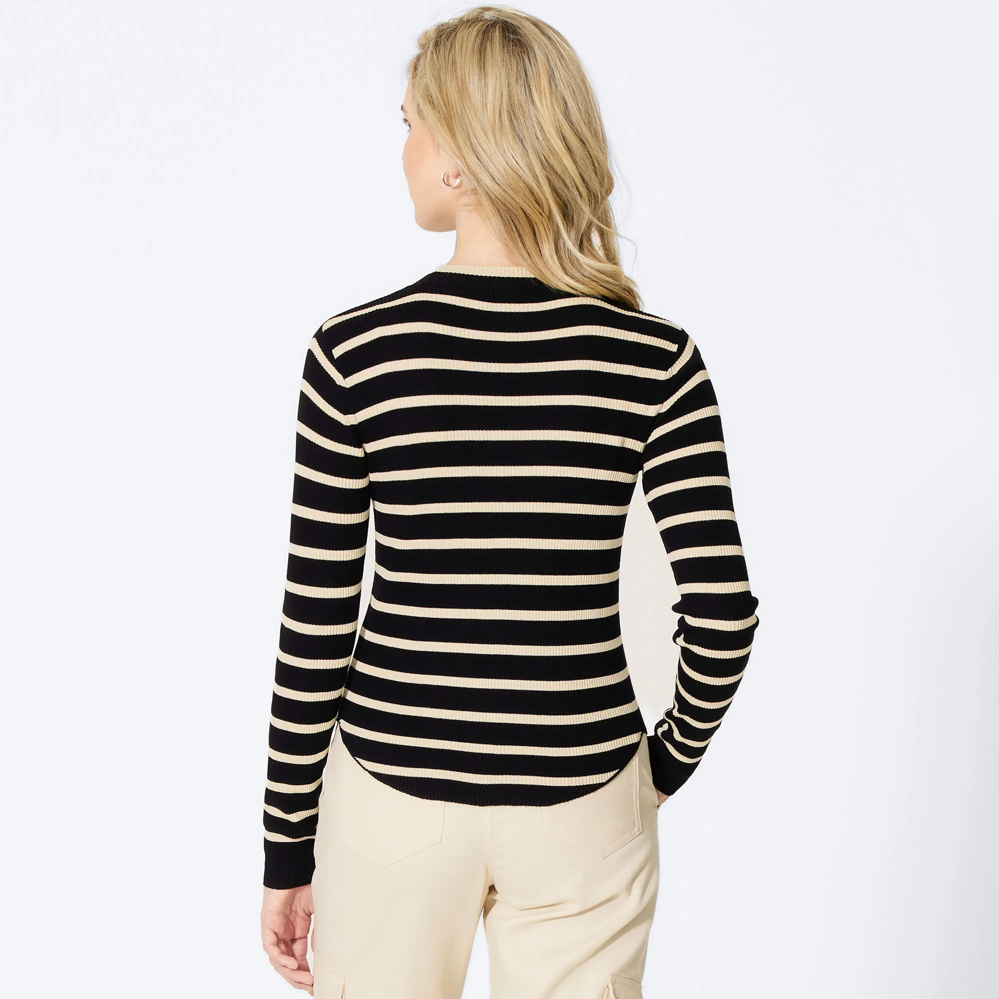 Damen-Feinstrick-Pullover mit Ripp-Struktur