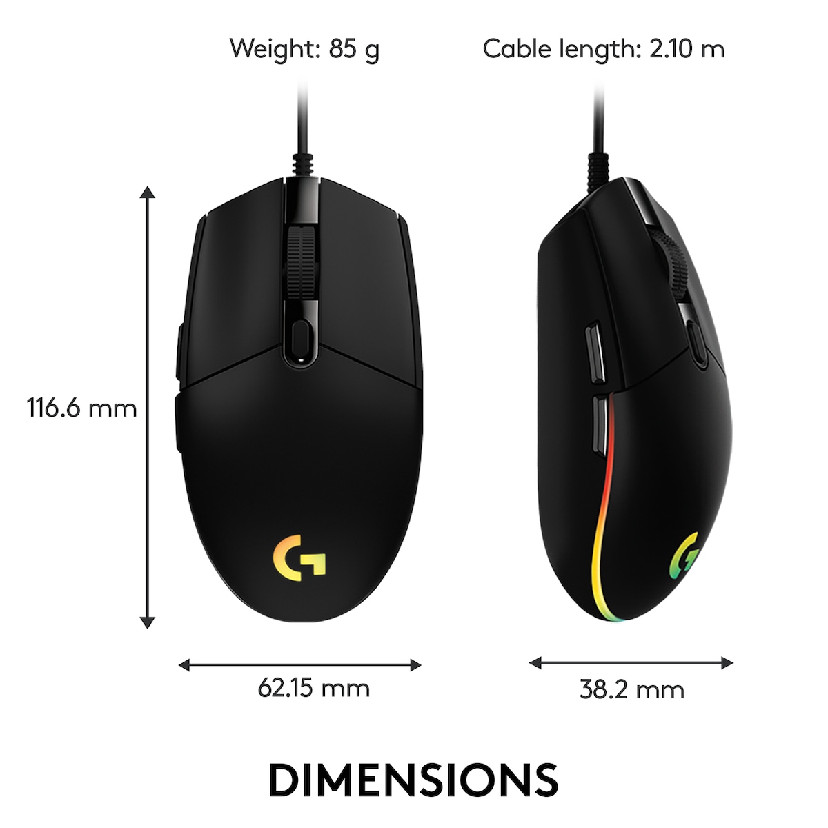 Logitech G203 Lightsync gamingmus (sort)