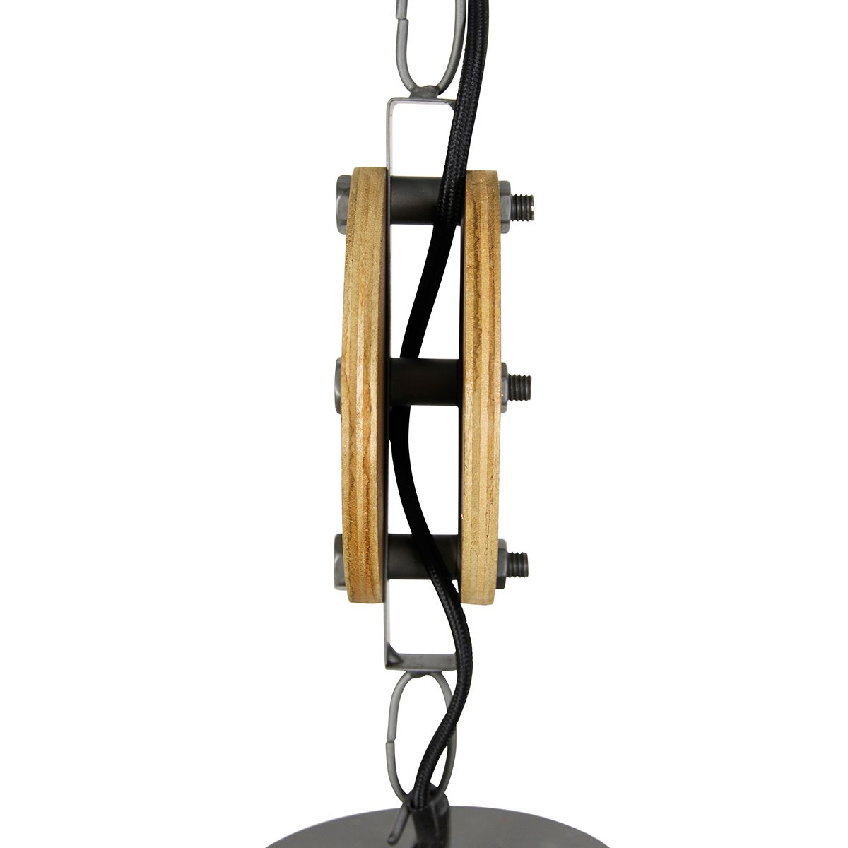 Smart hanglamp donkergrijs met hout 34 cm incl. Wifi G95 - Arthur