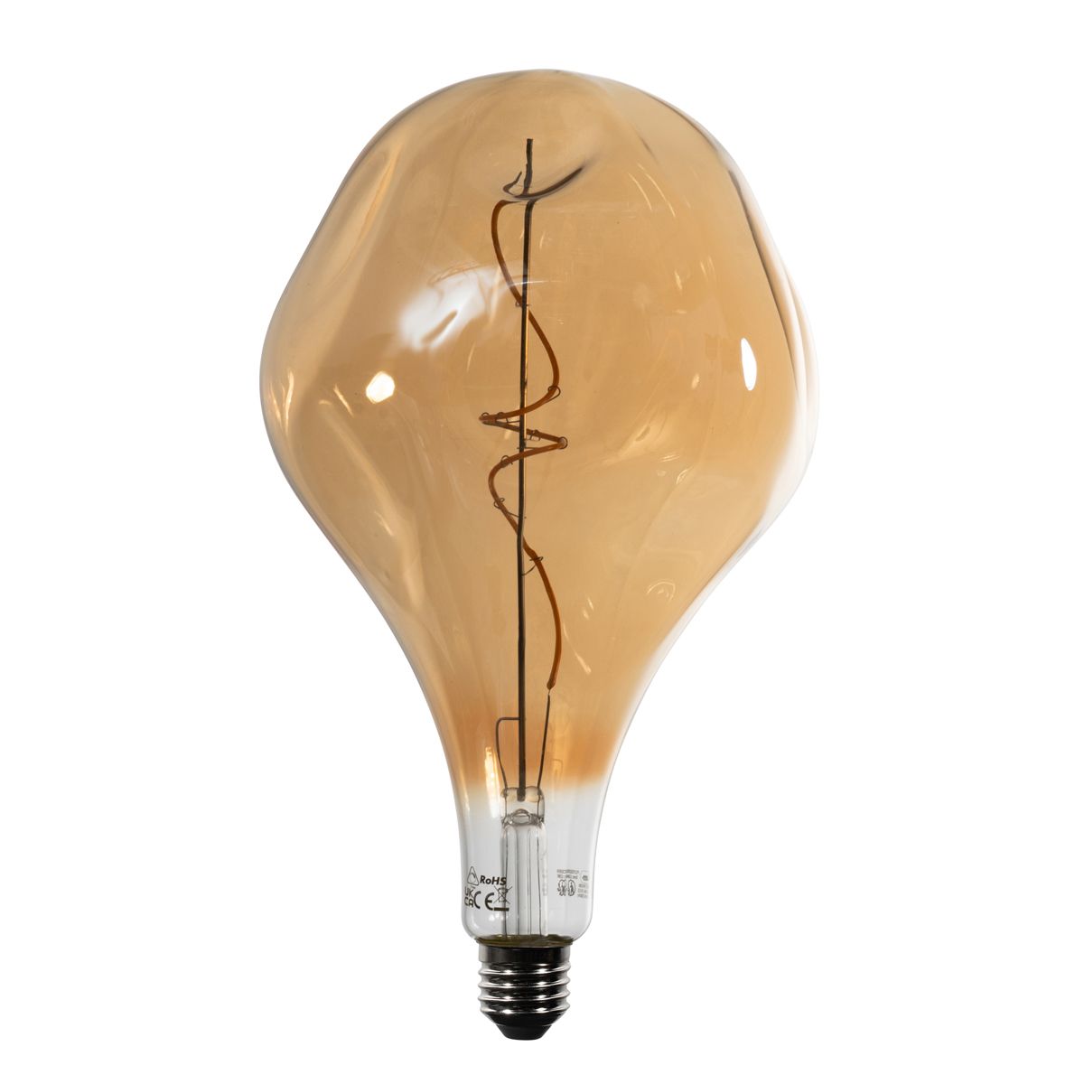 E27 dimbare LED lamp spiraal filament PS160 spiegel goud 6W 100 lm 1800K