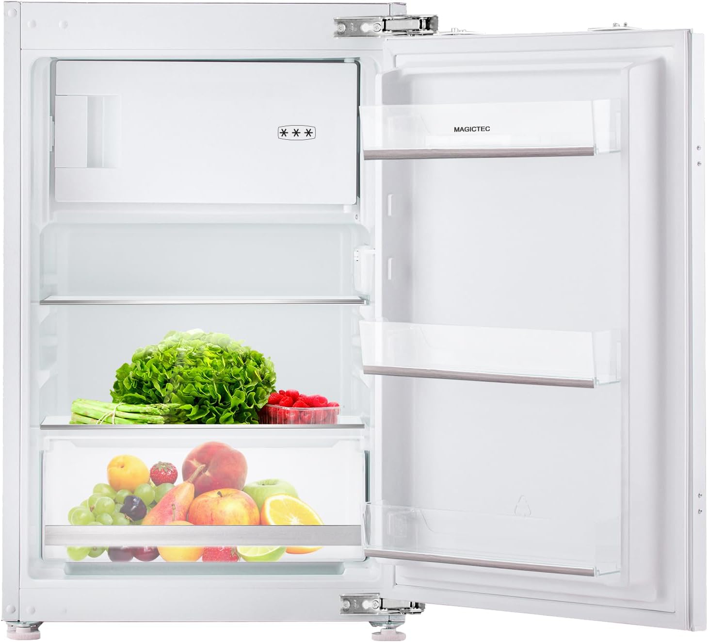 Einbaukühlschrank mit gefrierfach 88cm Einbau kühlschrank 118 L | ( 16L Gefrierfach + 102L Kühlschrank ) | Energieeffizient | Leise | 2 hat,1 schubladen | Einfach zu reinigen | Wechselbaren Türsc