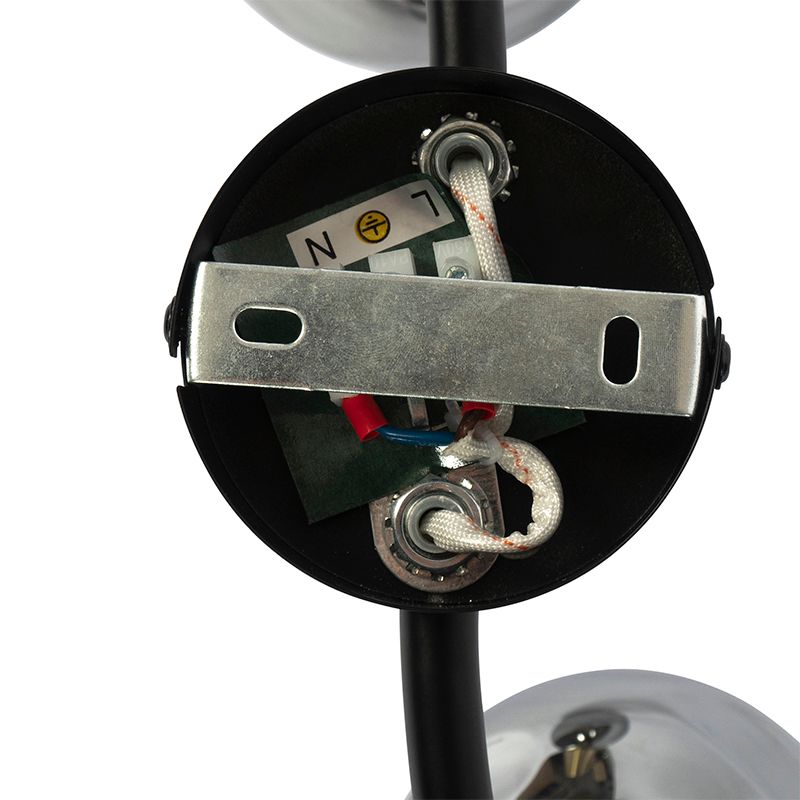 Plafondlamp zwart met messing en glas smoke 2-lichts - Vidro