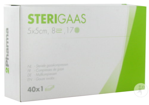 Sterigaas Compresses Stériles 8 Plis 5x5cm Pièces 40