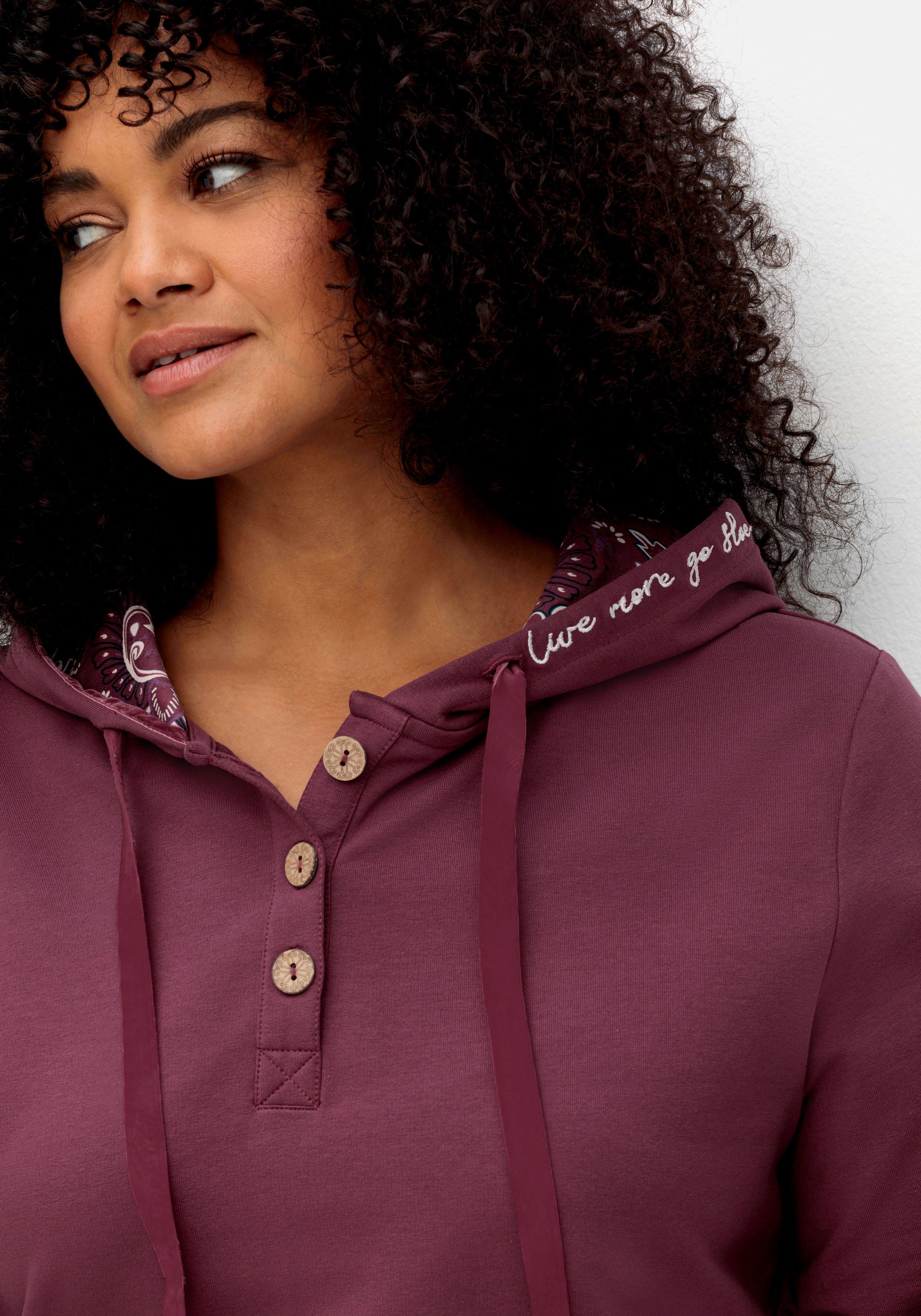 Kapuzensweatshirt mit Knopfleiste und Kängurutaschen