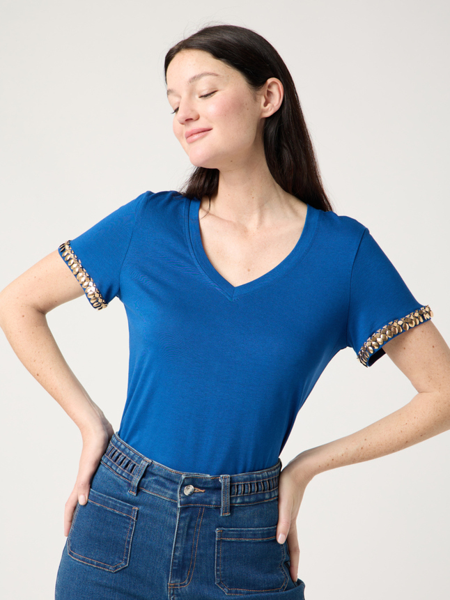 Top trims métalliques manches