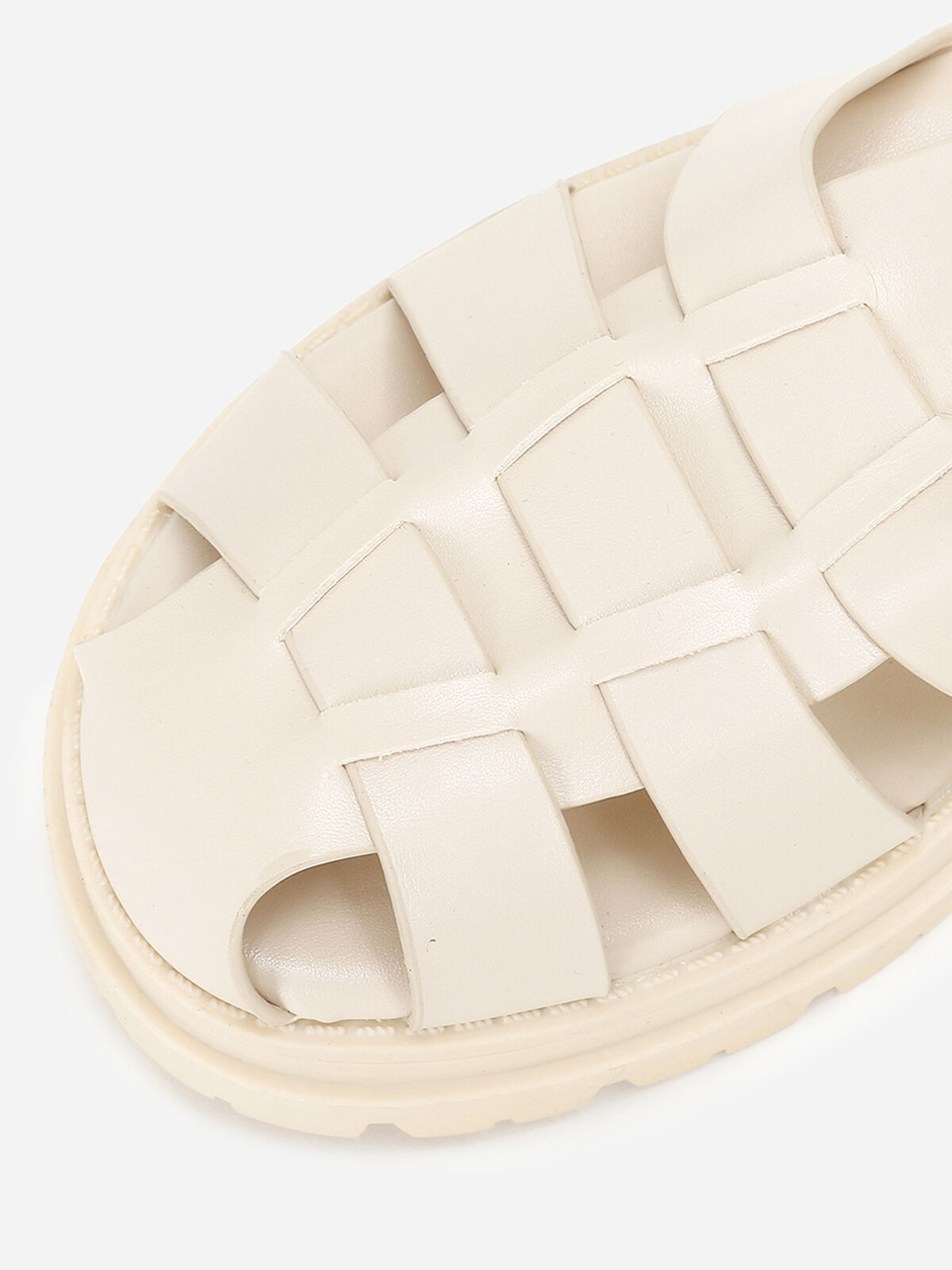 Sandales crantées à multi-brides- Beige