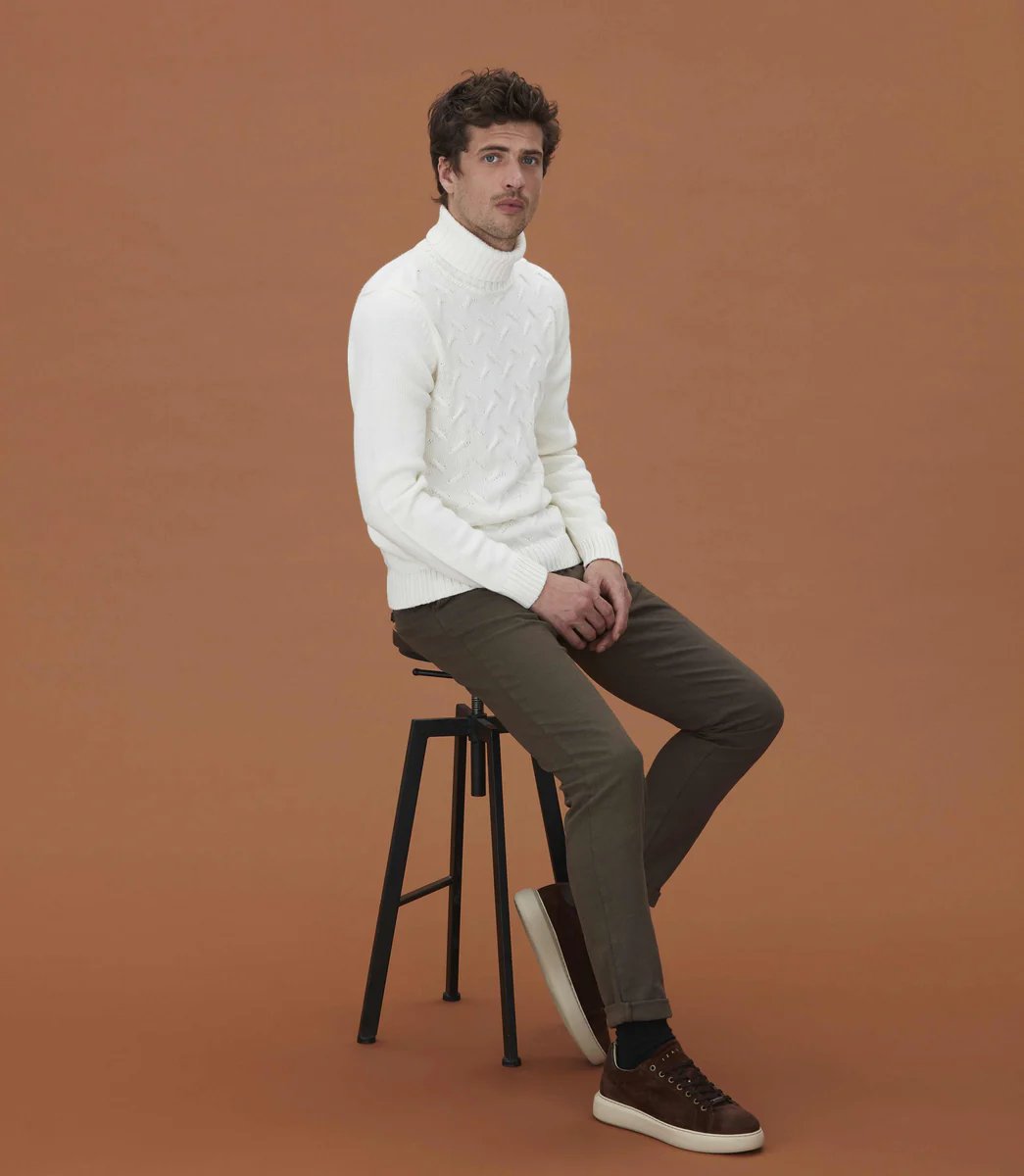 Pantalon chino slim beige foncé 