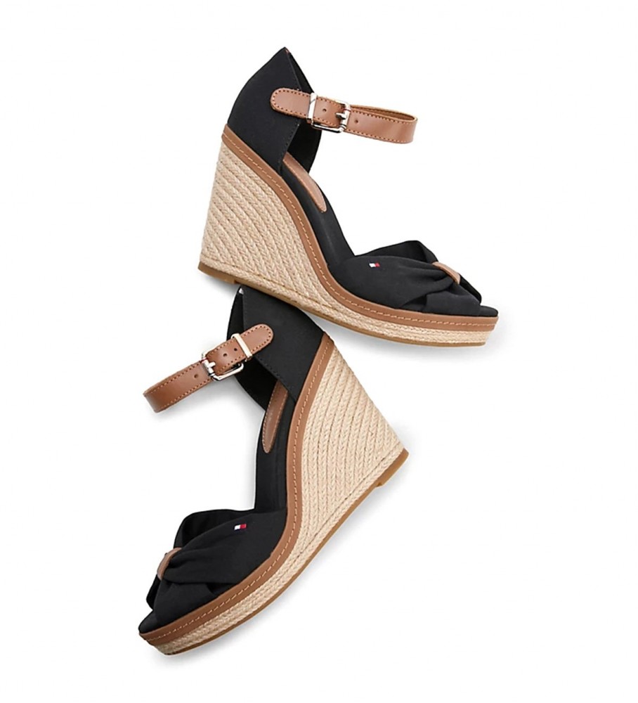 Sandálias espadrille Tommy Hilfiger Iconic em couro com salto plataforma - Altura do salto: 10,5 cm -