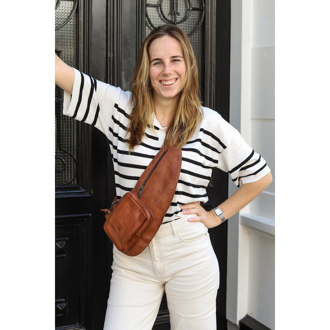 Bear Design Callisto Pelle Crossbody Tas Han Cognac CP1817