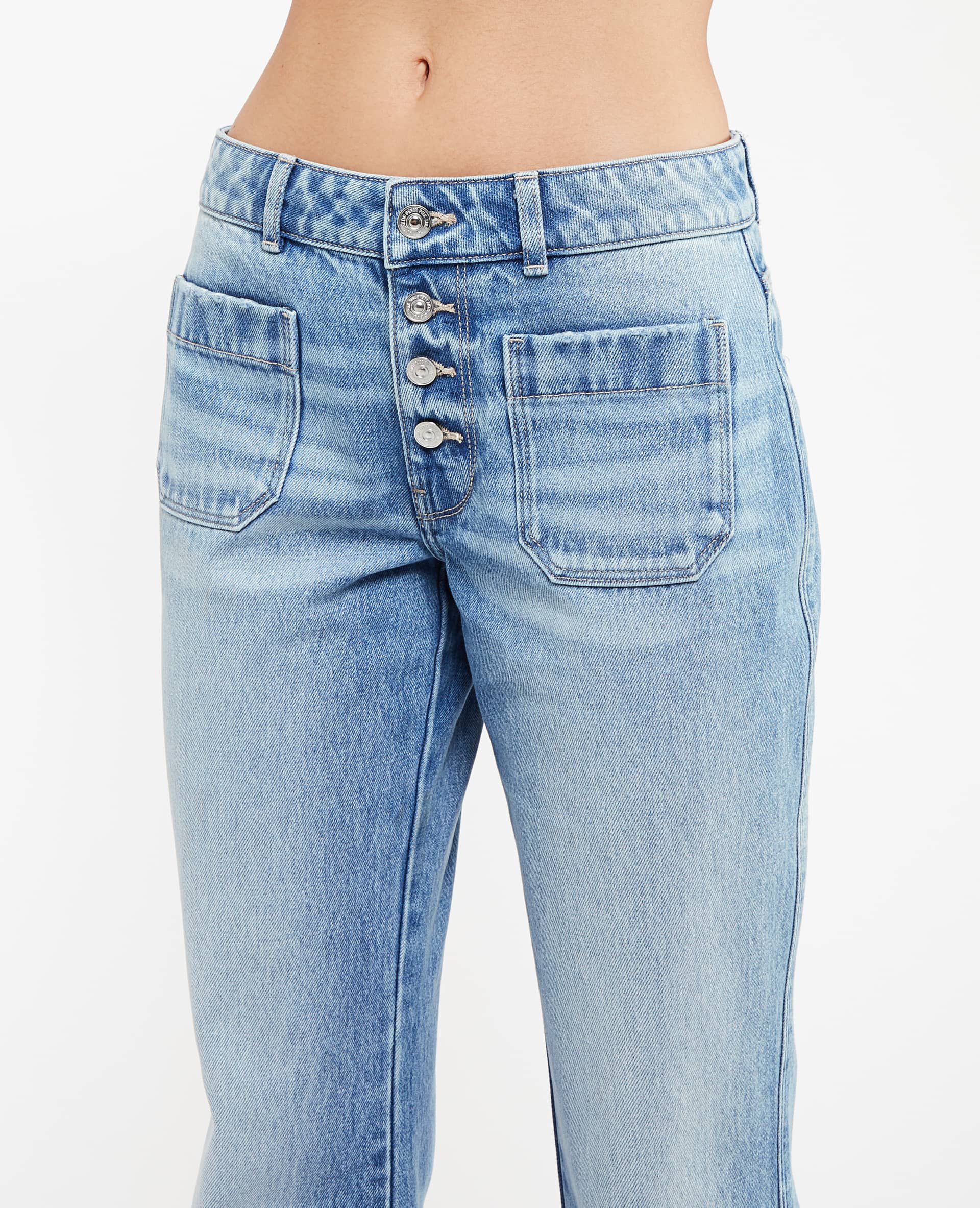 Jean flare avec boutons apparents - Bleu