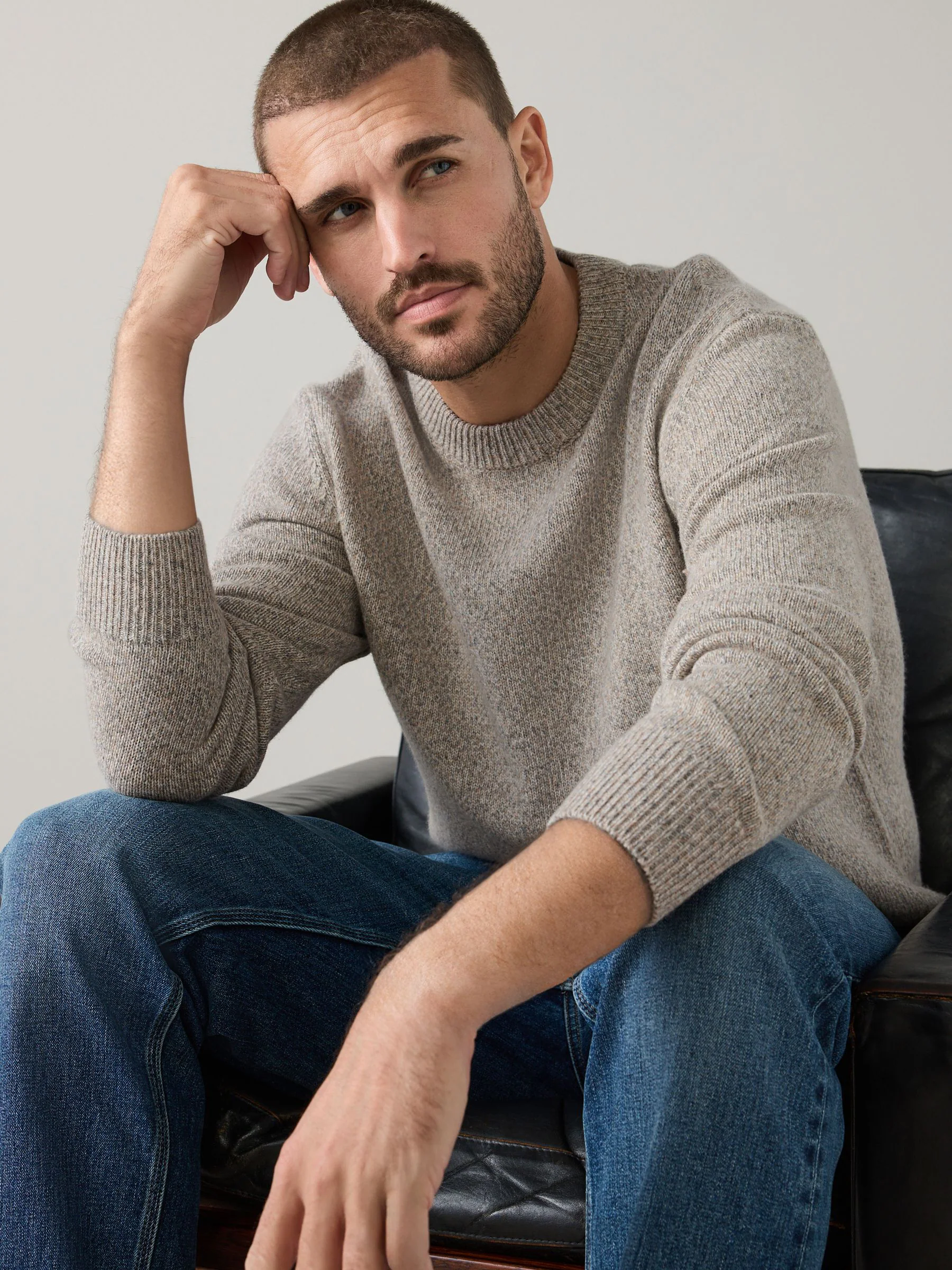 Neutraal - Regular Fit Signature 100% Lambswool Stag Crew Jumper