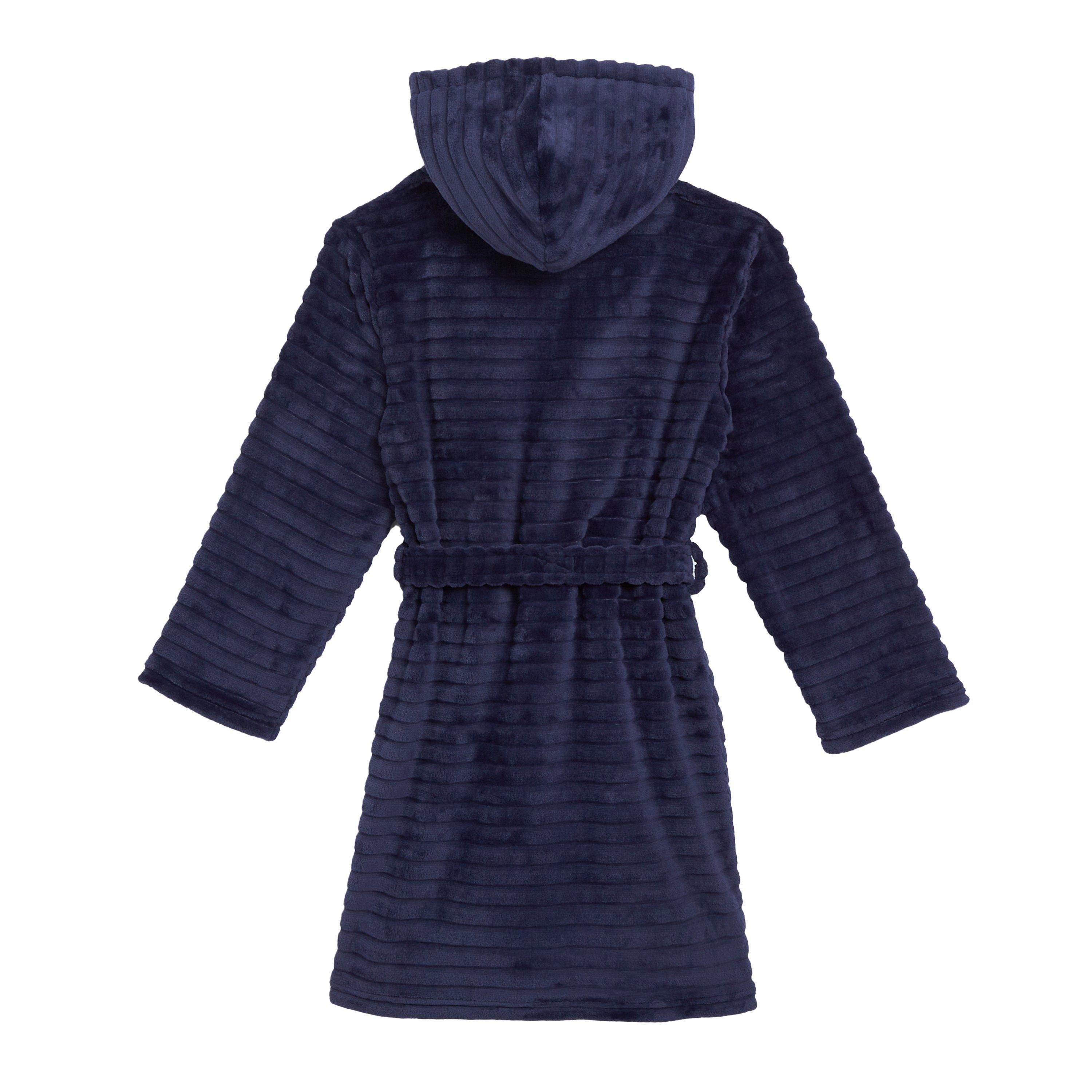 Be You Older Boys Ripple Fleece Navy Dressing Gown