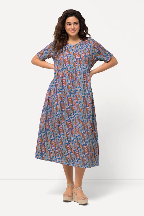Jersey-Maxikleid, A-Linie, Rundhals, Halbarm, Taschen