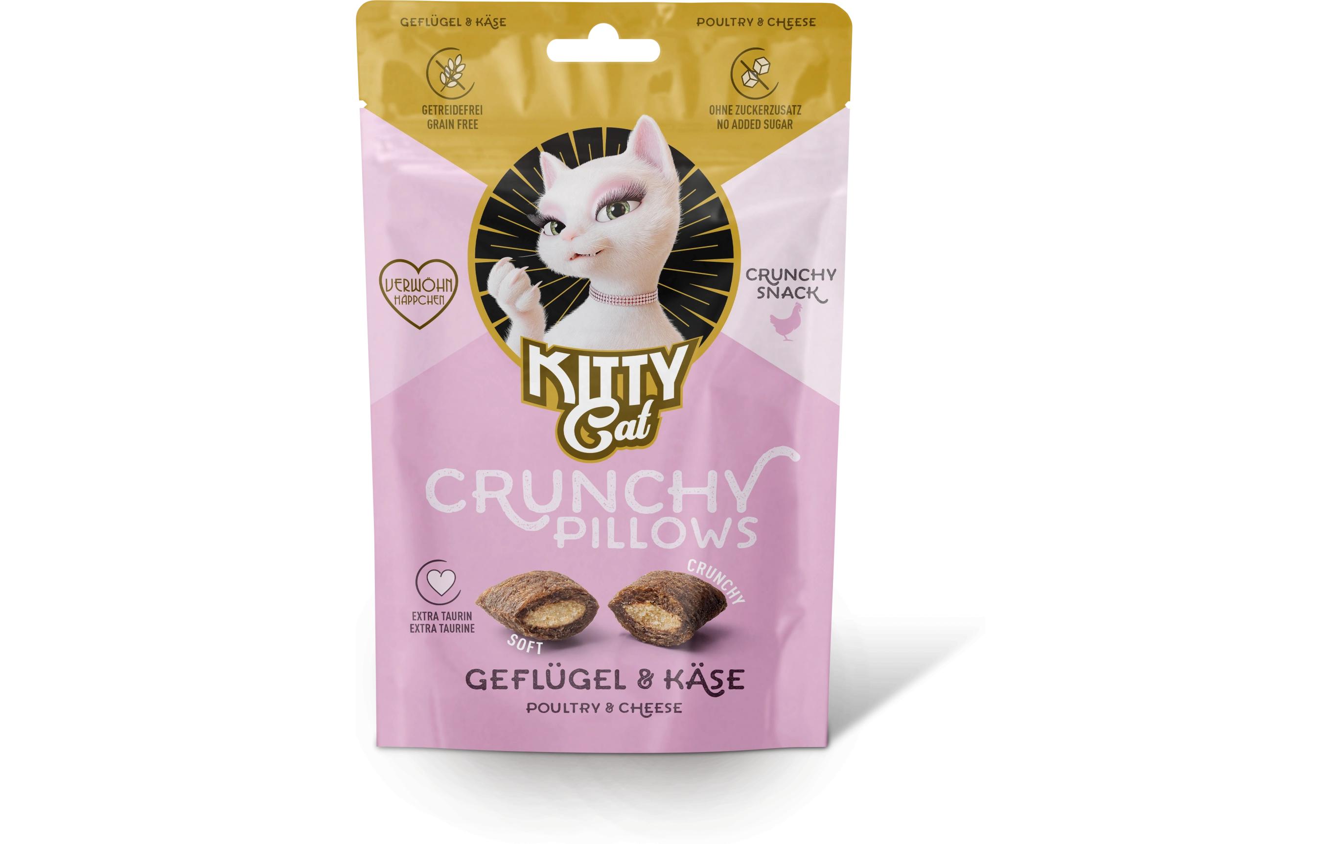 Katzen-Snack Crunchy Pillows Geflügel, Käse 60 gSnack für Katzen frei von Zucker und Getreide