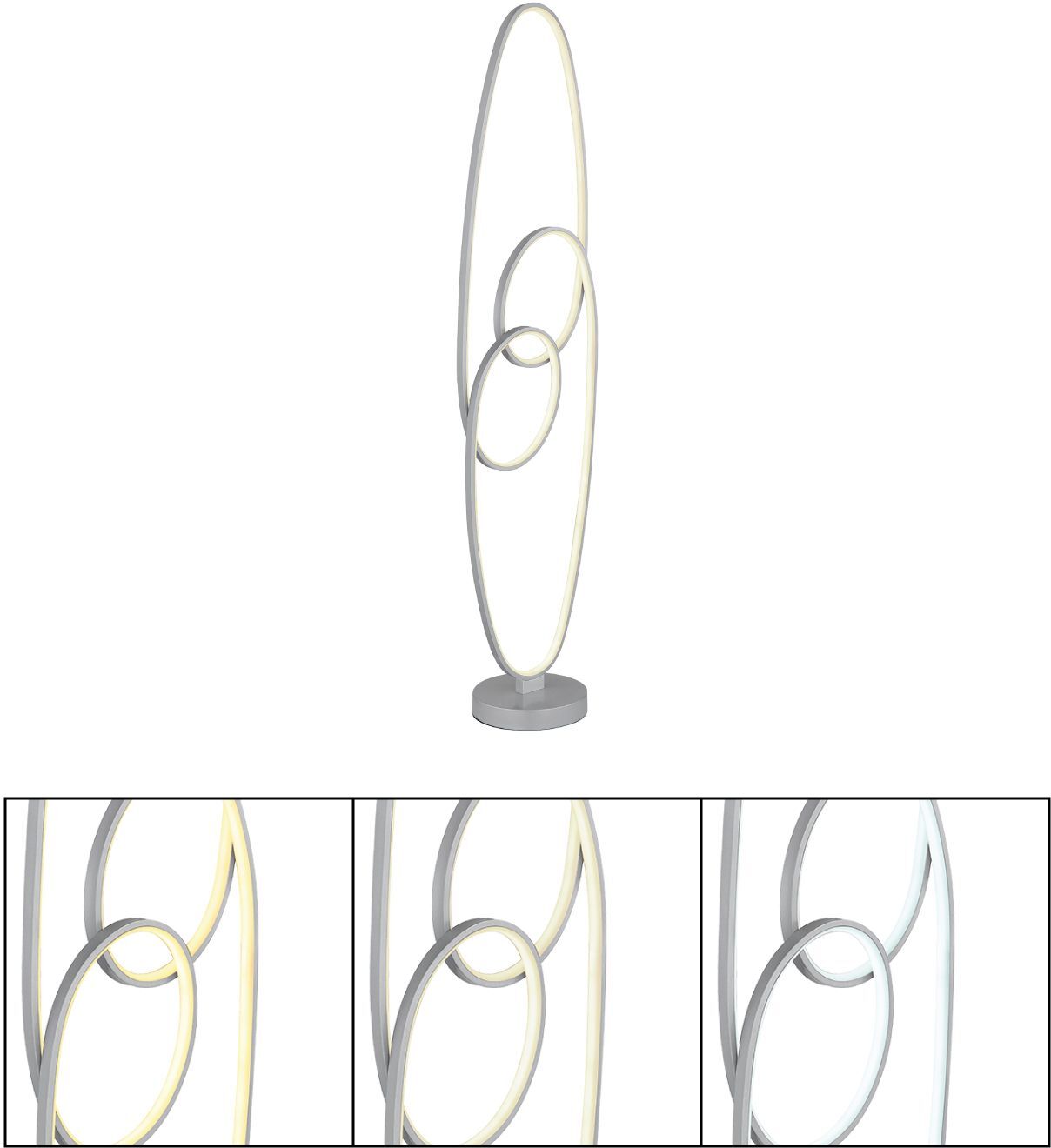 LED-Stehleuchte - silber matt - opal - Memoryfunktion