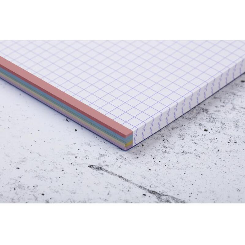 Bloc de fiches de révision Linicolor ESSENCE reliure intégrale A5 14 ,8x21 cm 50 fiches petits carreaux 5 bandes de couleurs couverture plastique polypropyène rainuré - Assortis