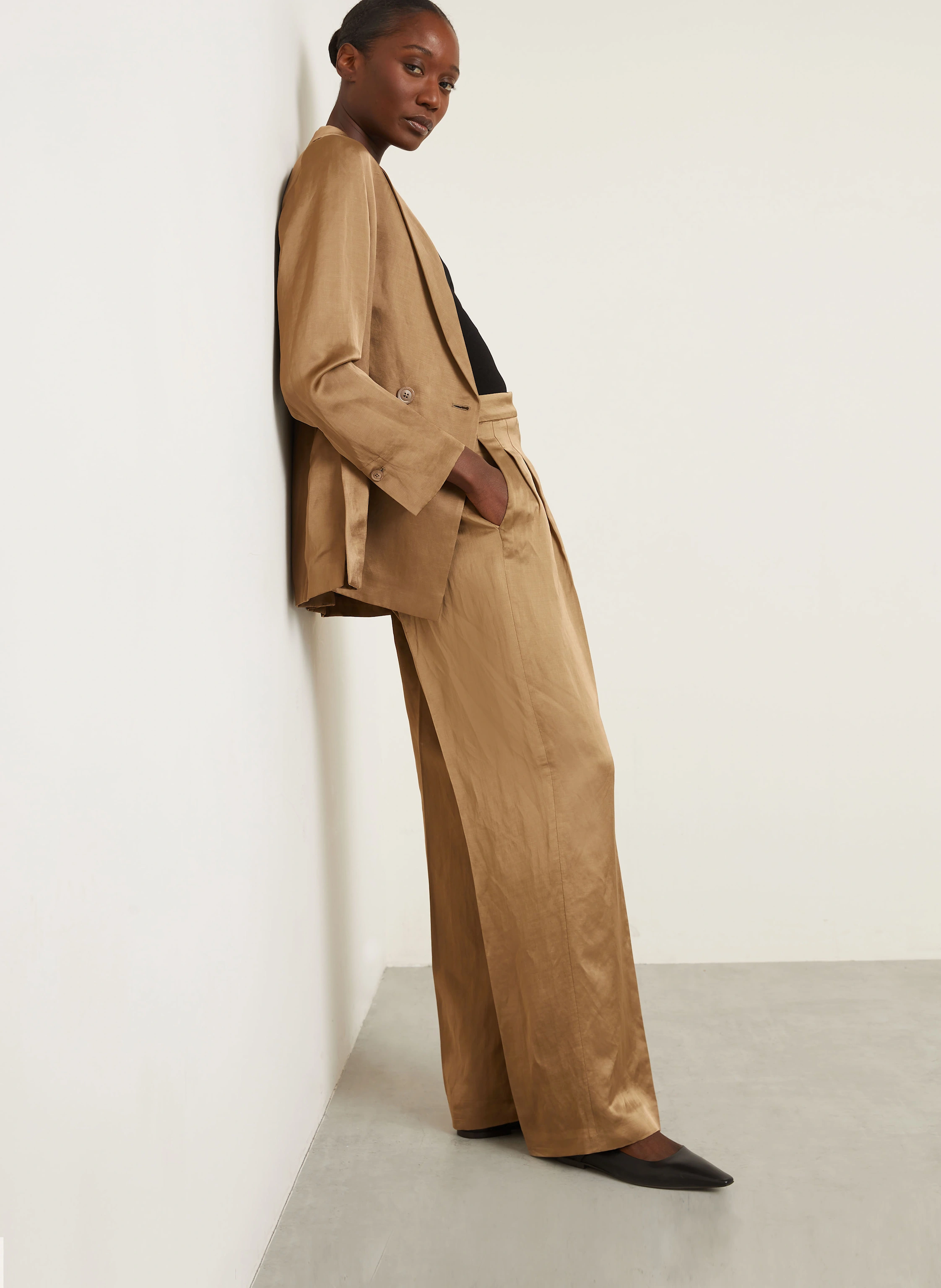 IRIS von ARNIM Satinhose LAINIE mit Leinen