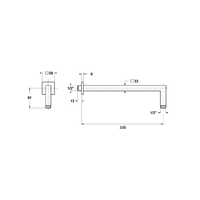 Plieger Napoli vierkante douchearm voor wandmontage 33cm mat zwart