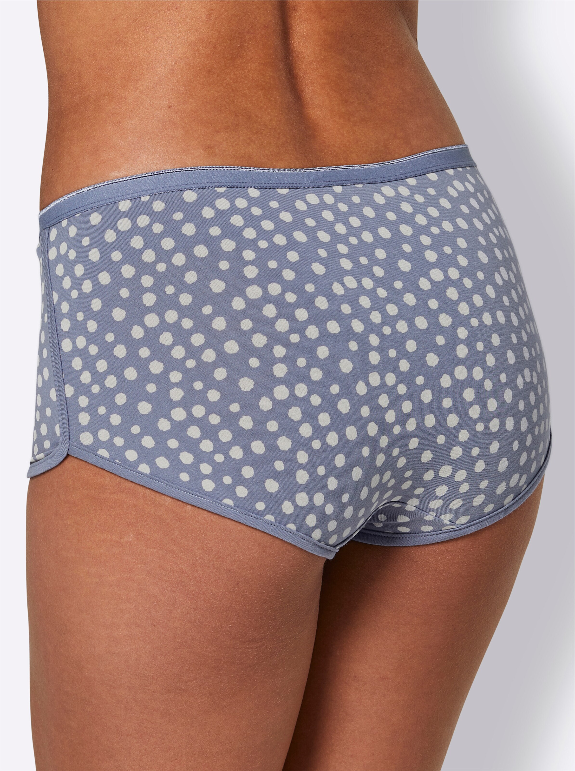 Hipster in 2x taubenblau-bedruckt + 1x taubenblau