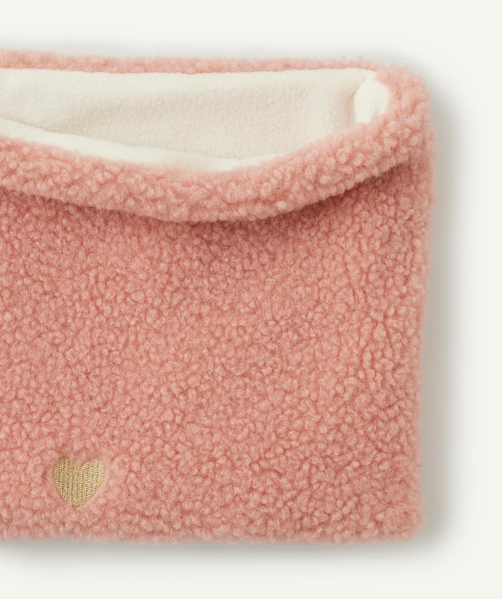 SNOOD FILLE EN MOUTON ROSE ET INTÉRIEUR POLAIRE ÉCRU