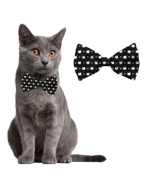 Plenty Gifts Bow Tie Cat Black White - Cadeau - 4x12x1 cm Zwart Wit S