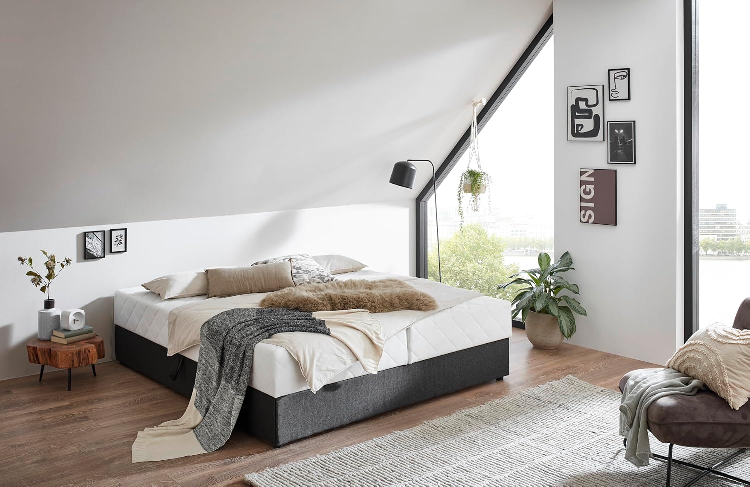 Atlantic Home Collection Stauraum- Boxbett Belina ohne Kopfteil, Anthrazit