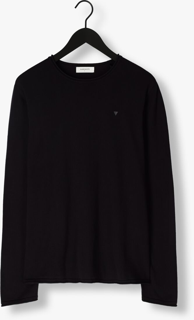 PUREWHITE antraciet purewhite trui flat knitted shirt with small logo on chest