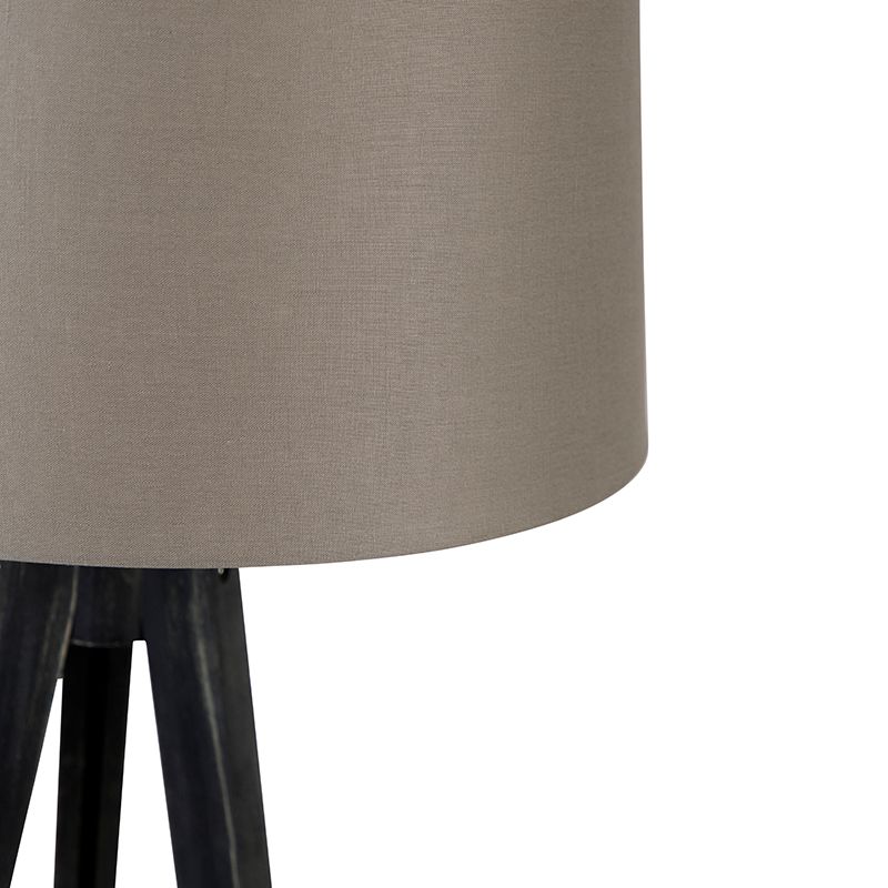 Tripod zwart met linnen kap taupe 45 cm - Tripod Classic
