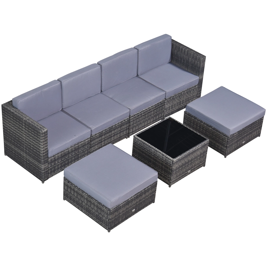 Outsunny Rattan Gartengarnitur als 7-teiliges Set grau