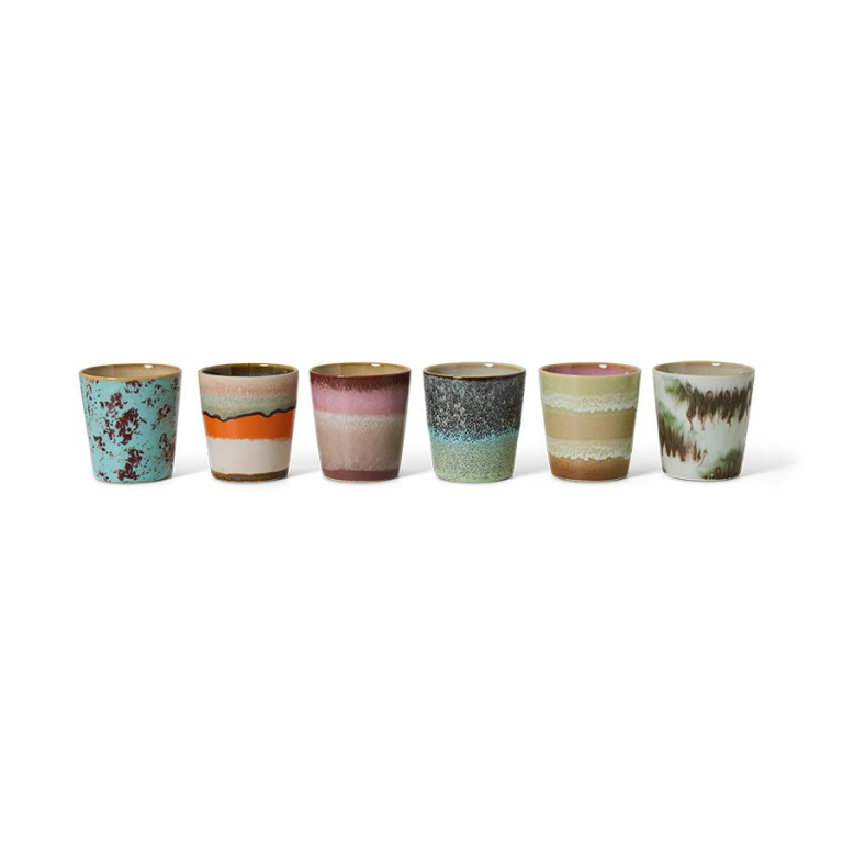 HKliving 70's Ceramic koffiemok set van 6 grounding