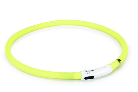Beeztees Dogini USB - Lichtgevende Halsband  - Hond - geel - 70 cm