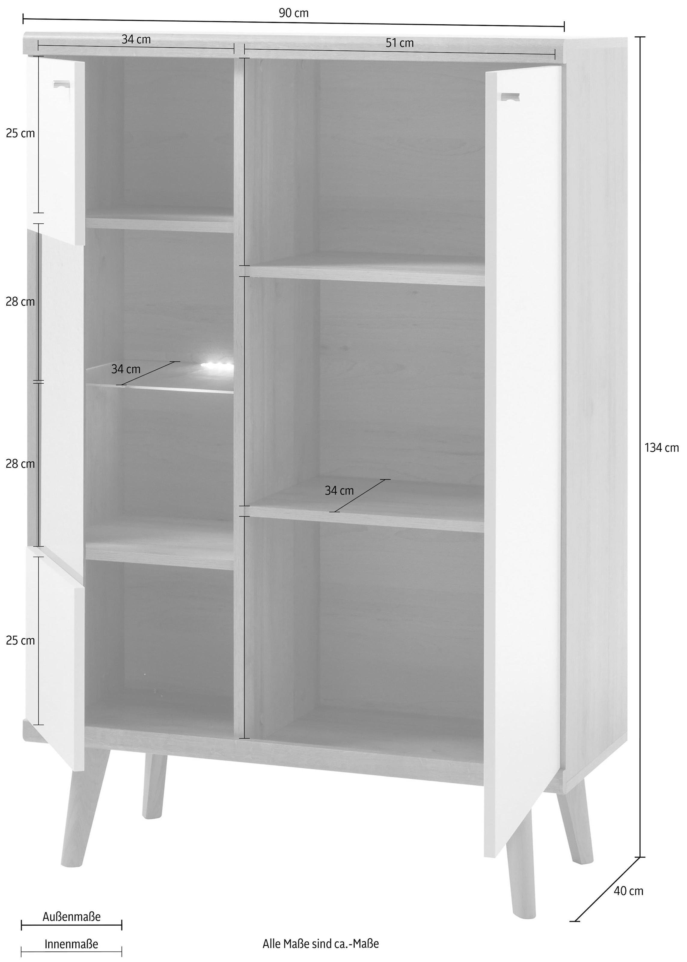 andas Vitrine »Merle« Scandi Design, Höhe 134 cm