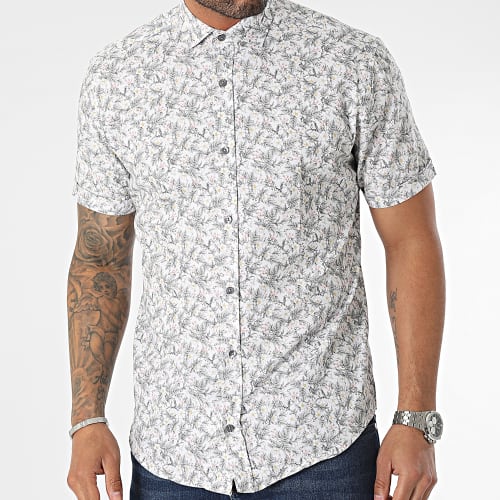 Chemise Manches Courtes Blanc Floral