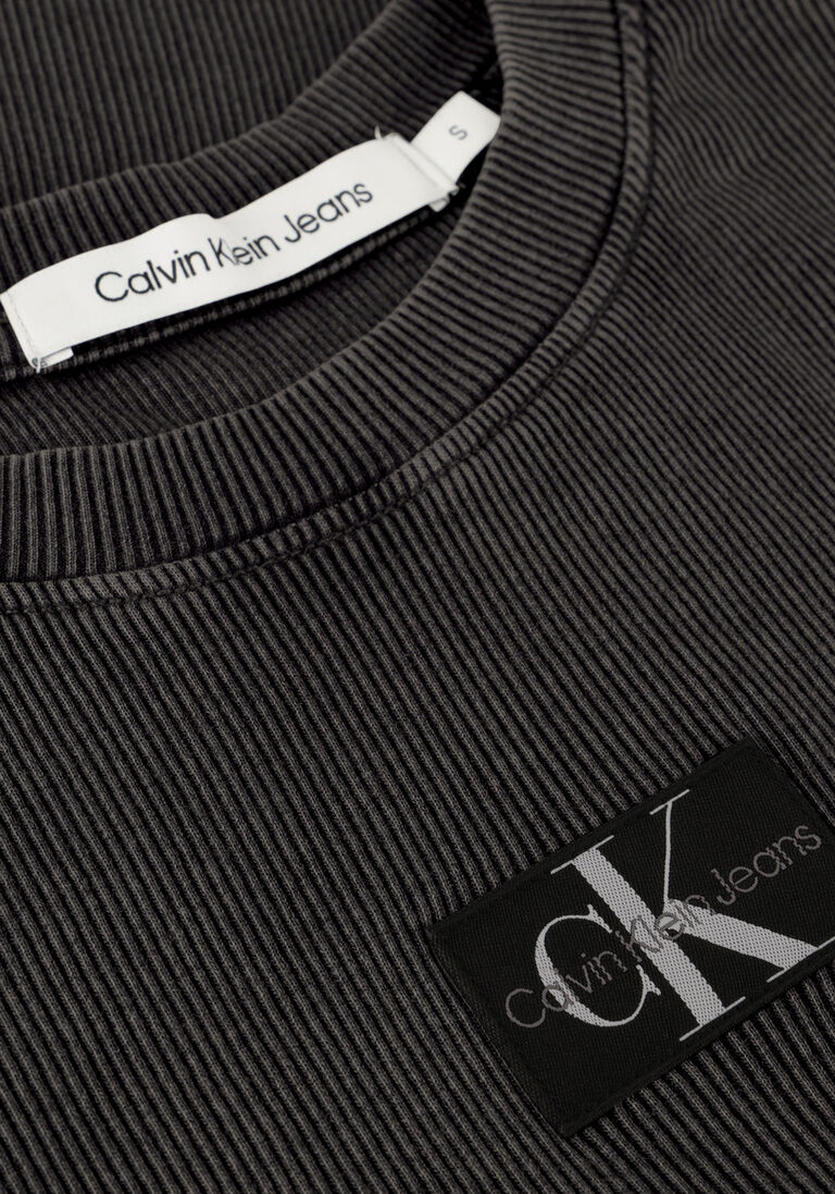 CALVIN KLEIN zwarte calvin klein t-shirt label washed rib slim tee