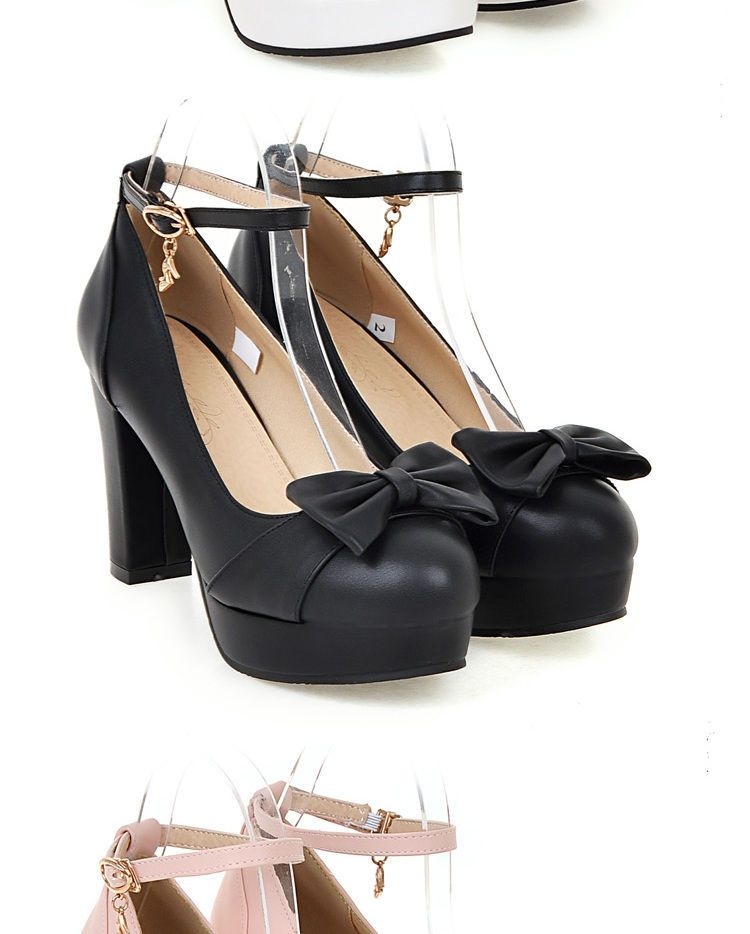 Freesia - Enkelband strik accent platform pumps