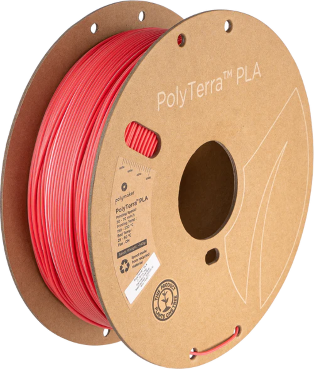 Polymaker  PolyTerra PLA Dual Flamingo Pink-Red, 1,75 mm / 1000 g    Umweltfreundliches, zweifarbiges PLA-Filament mit mattem Finish
