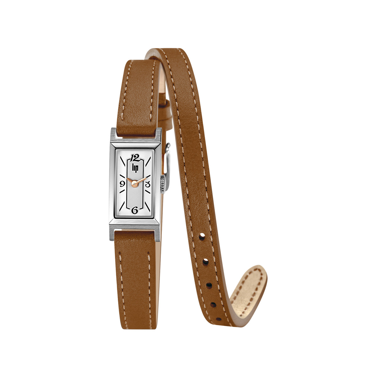 Montre Lip femme acier cuir marron