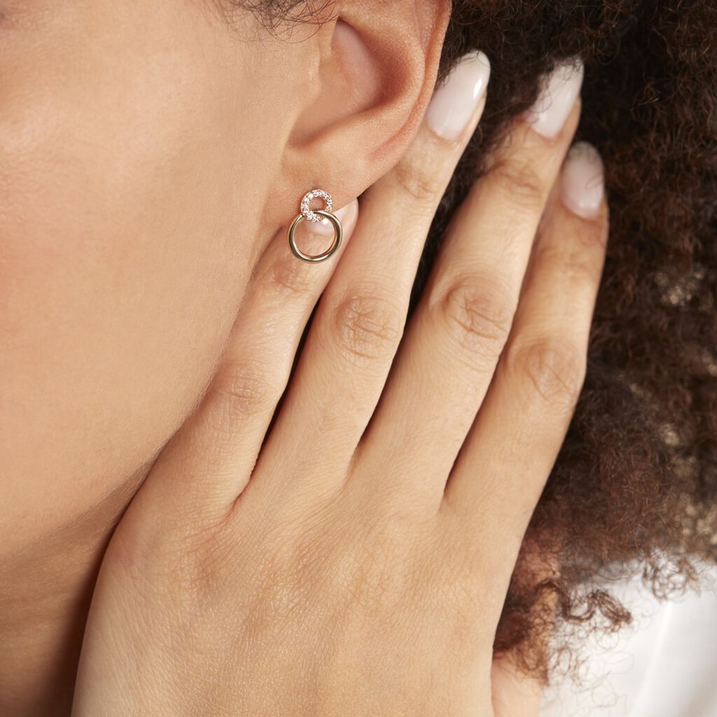 Boucles D'oreilles Pendantes Essia Plaqué Or Jaune Oxyde De Zirconium