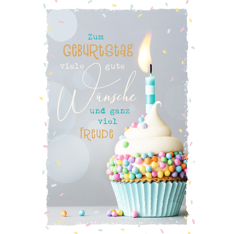 ABC Geburtstagskarte, 12.5 x 17.6 cm, Cupcake mit Kerze