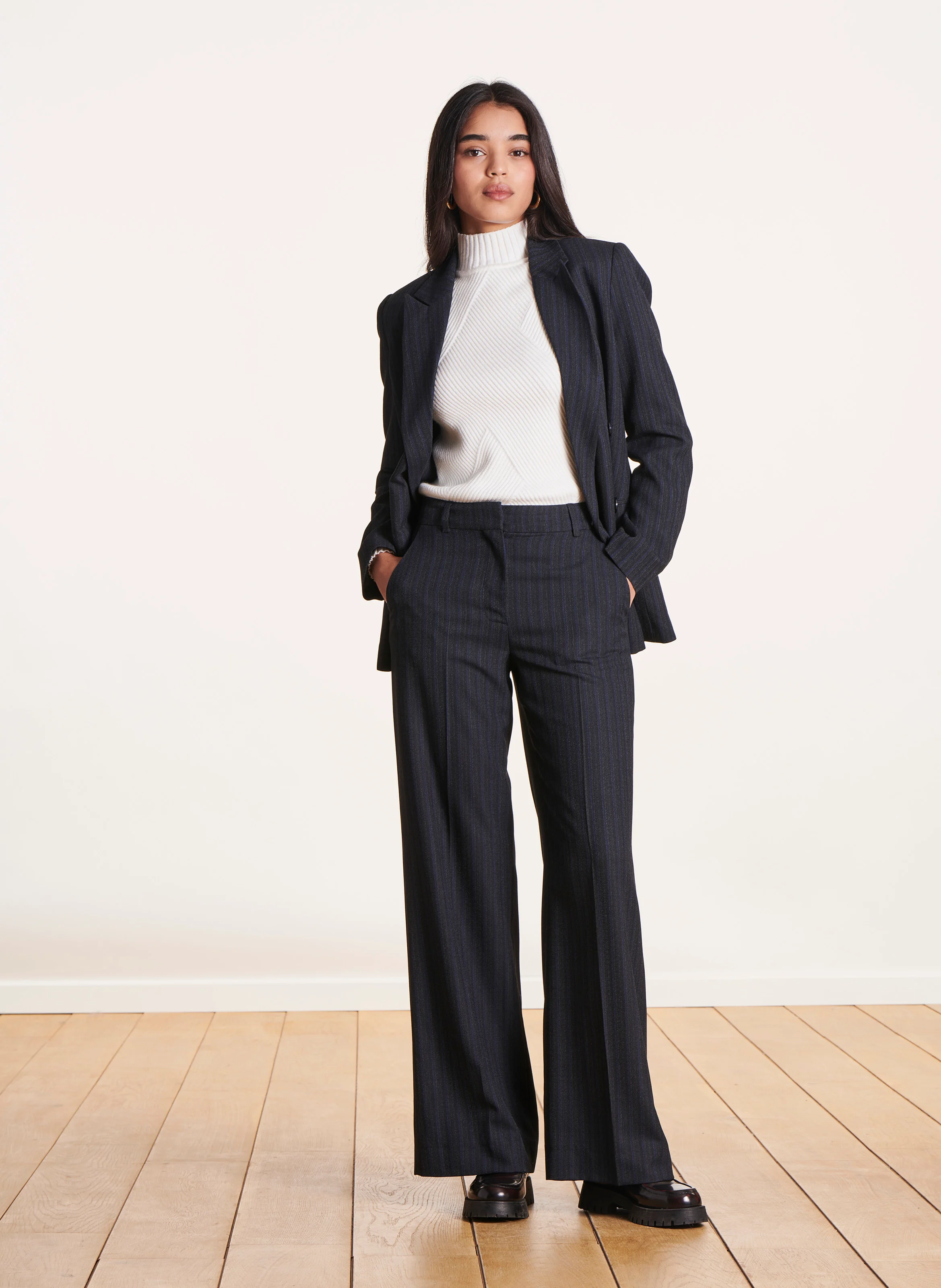 Pantalon droit à rayures | Multicolore