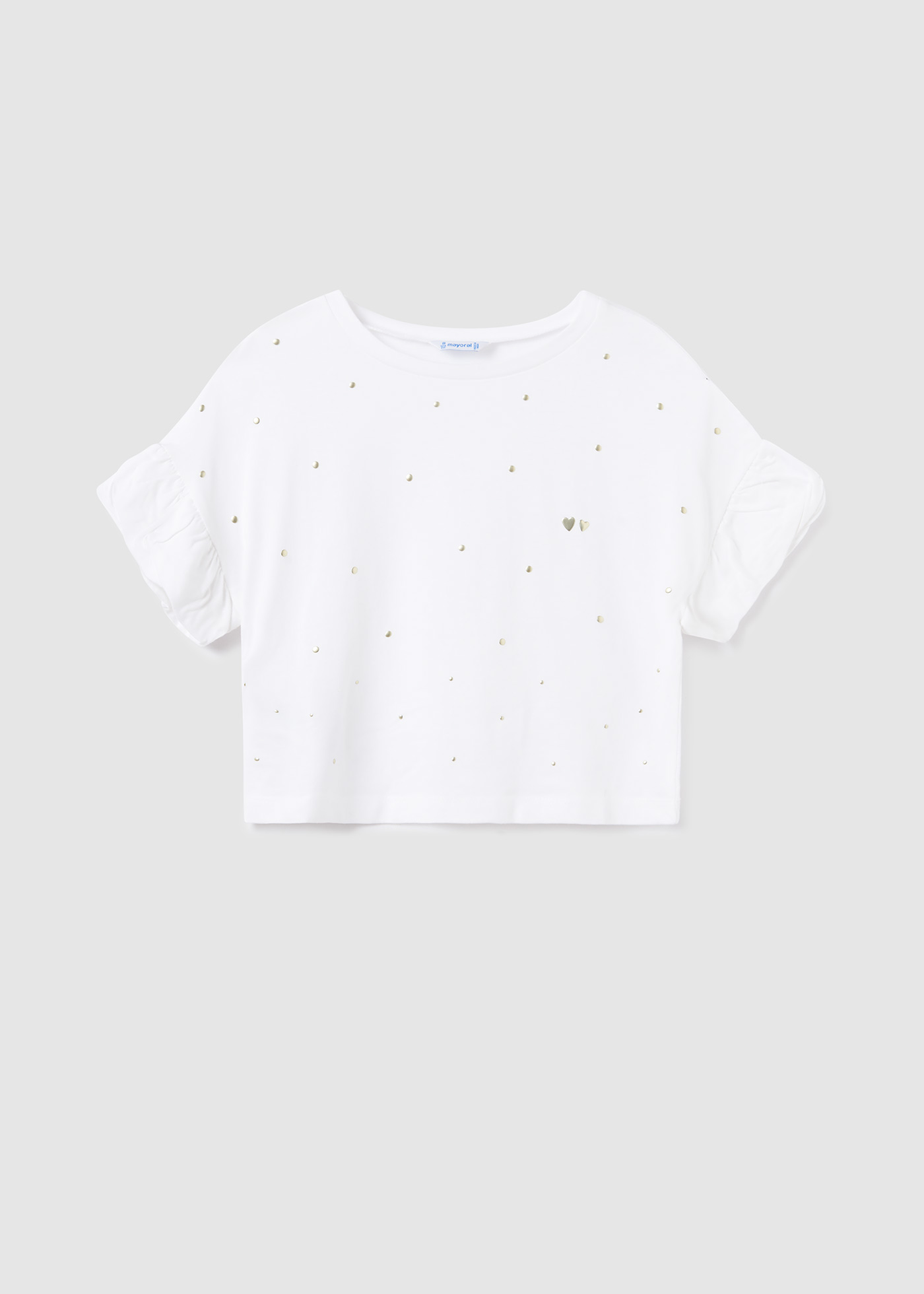 Camiseta de manga curta com tachas para meninas
