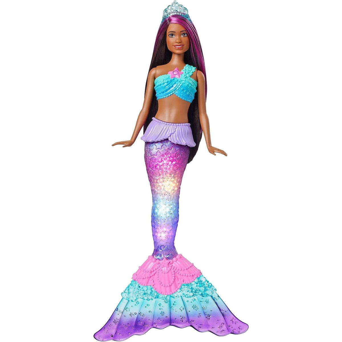 Mattel HDJ37 - Barbie - Dreamtopia - Brooklyn Zauberlicht Meerjungfrau, 30 cm