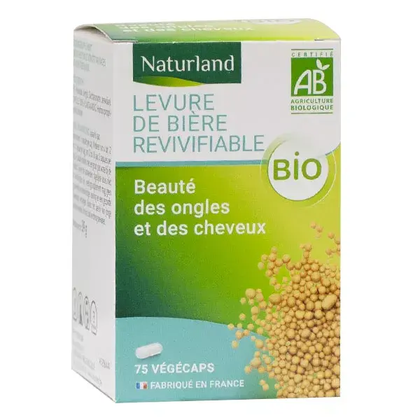 Levedura de cerveja orgânica reativada Naturland 75 cápsulas vegetais
