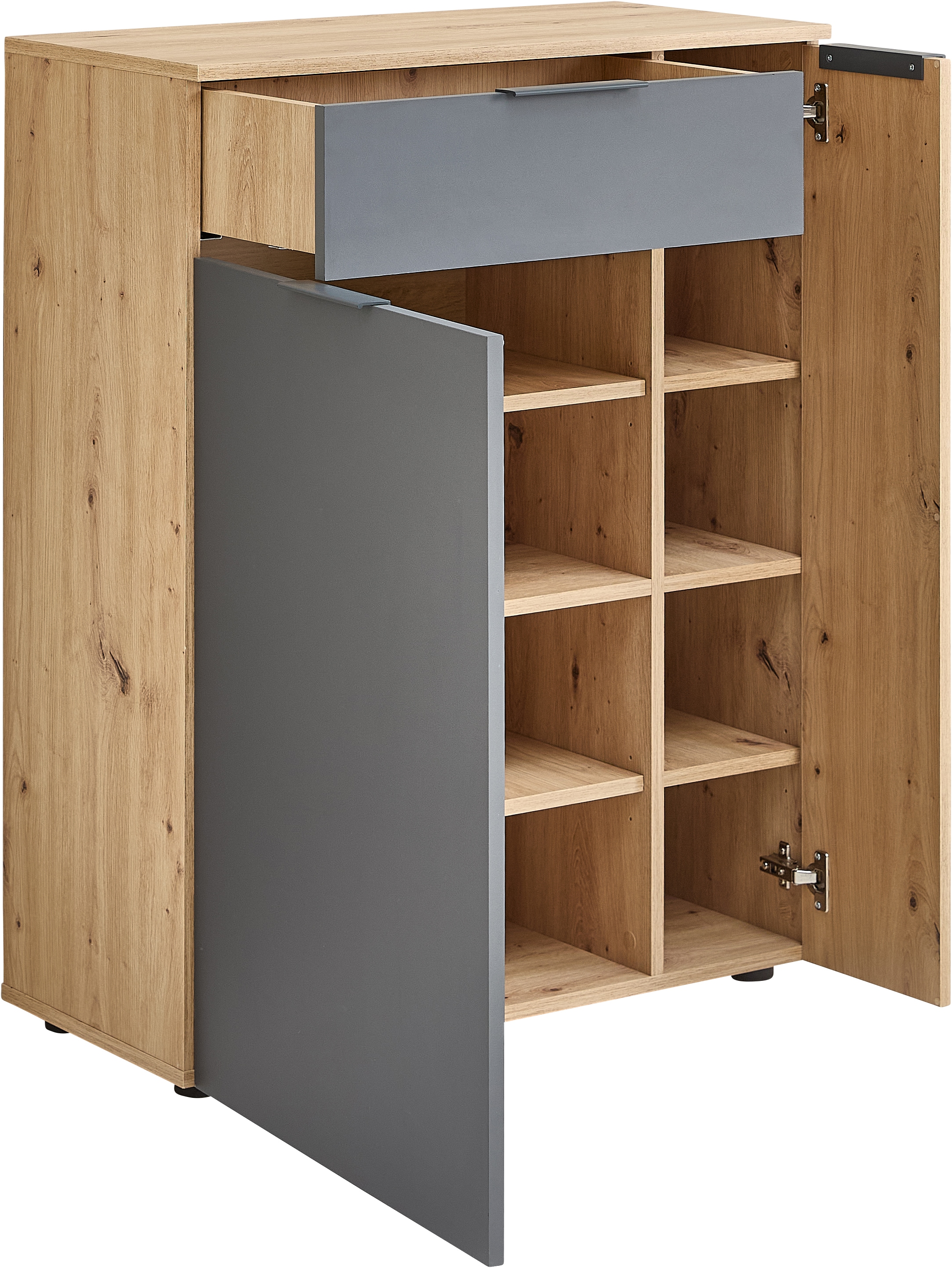 HBZ Schuhschrank »Volano in Anthrazit, BxHxT 80x103x38cm« 1 Stk. tlg. Mit 2 Türen, 1 Schubkasten, 4 Einlegeböden, 3 feste Böden