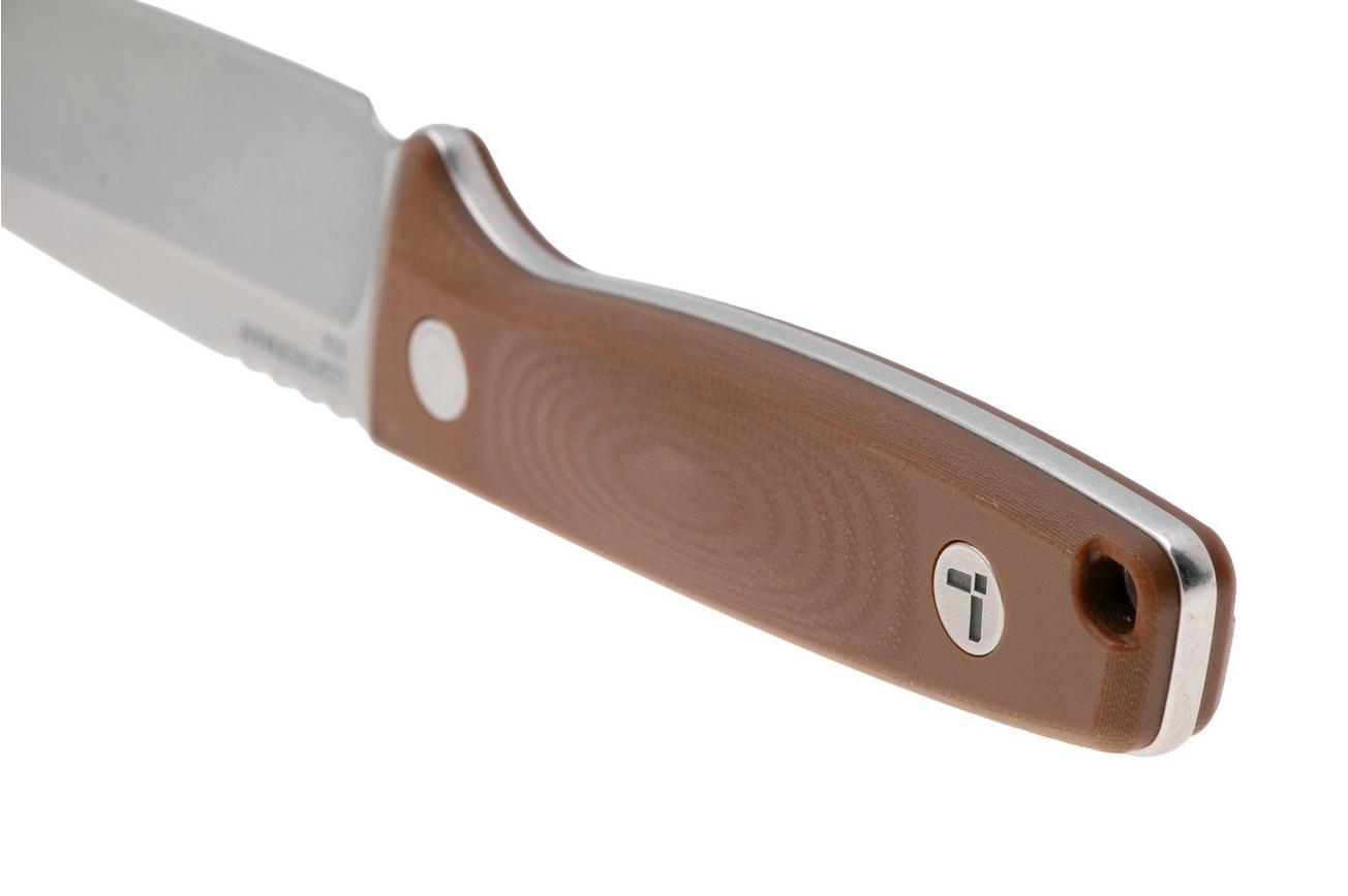 Leatherman Trac 833407 CPM MagnaCut, Earth Brown G10, bushcraftmes, lederen foedraal