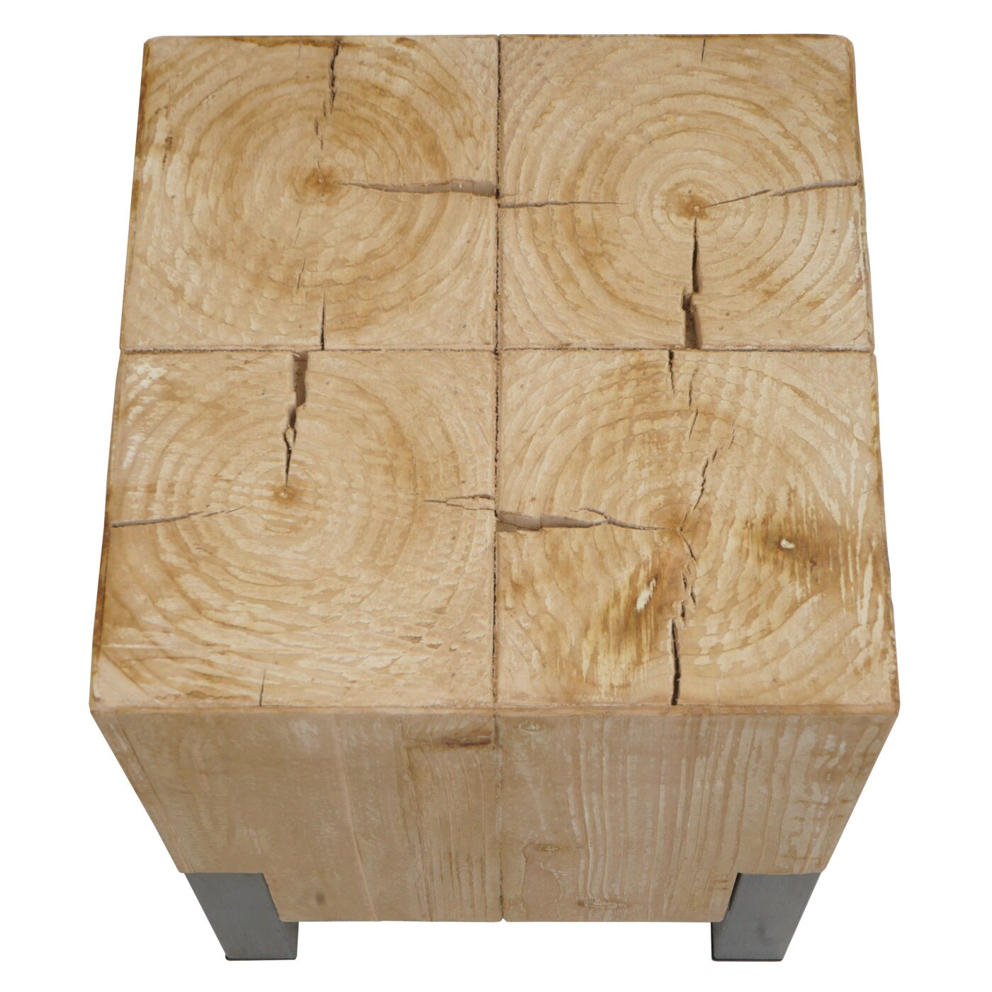 Beistelltisch MCW-L76b, Blumentisch Tisch, Industrial Metall Massiv-Holz MVG-zertifiziert, 46x32x32cm natur