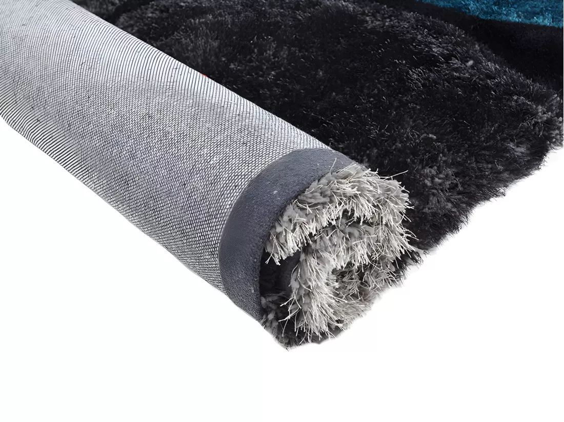 Tapis shaggy à poils longs - turquoise et gris - 160 x 230 cm - PIETRA